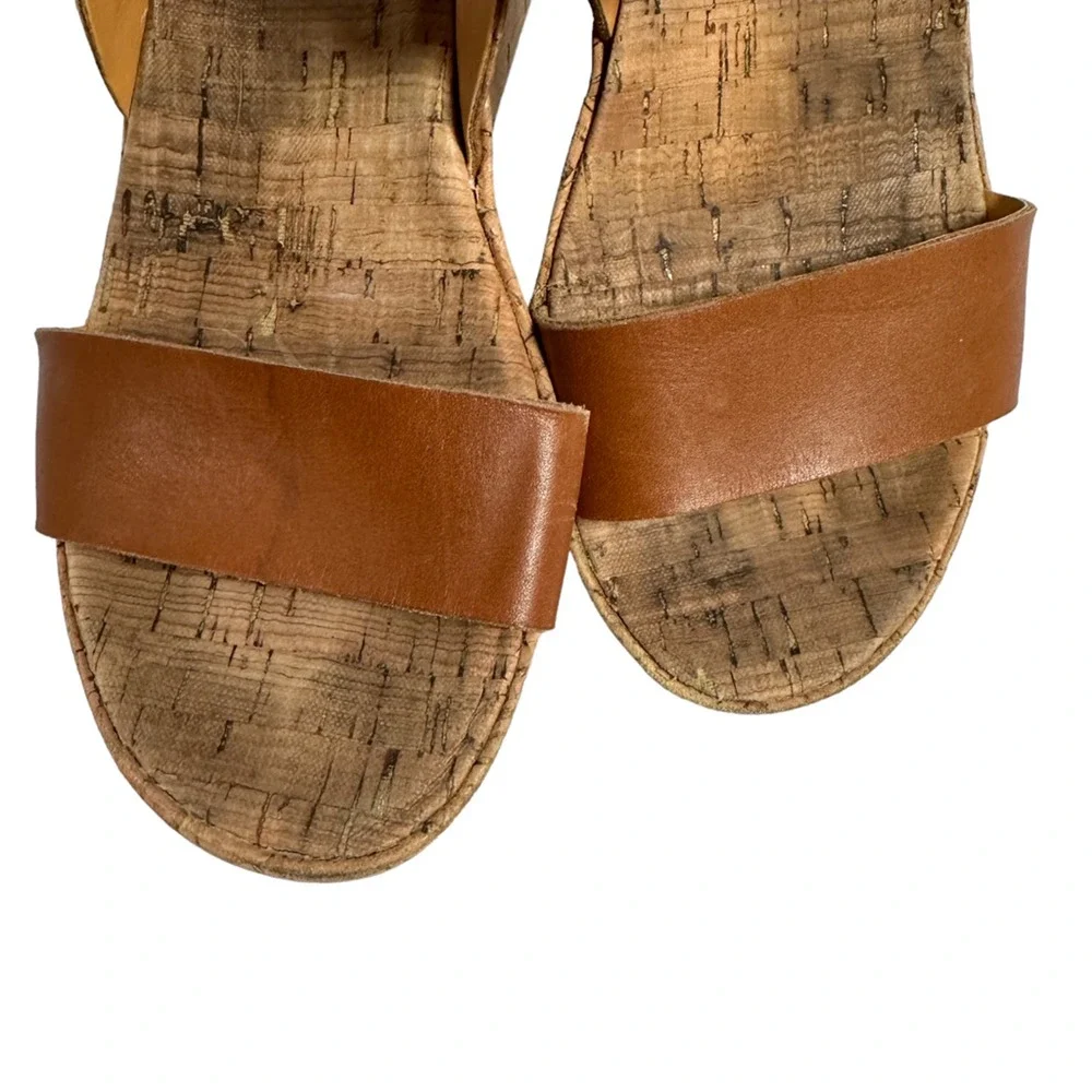 Korks By Kork Ease Platform Wedge Sandals Womens‎ 9 Brown Leather Slingback